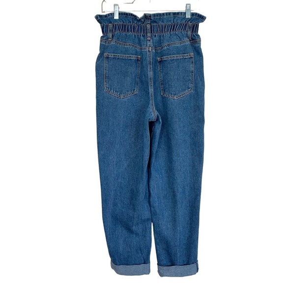 FOREVER 21 Contemporary Blue Denim Mom Jeans Large Cuffed Paperbag-Waist - Picture 3 of 15